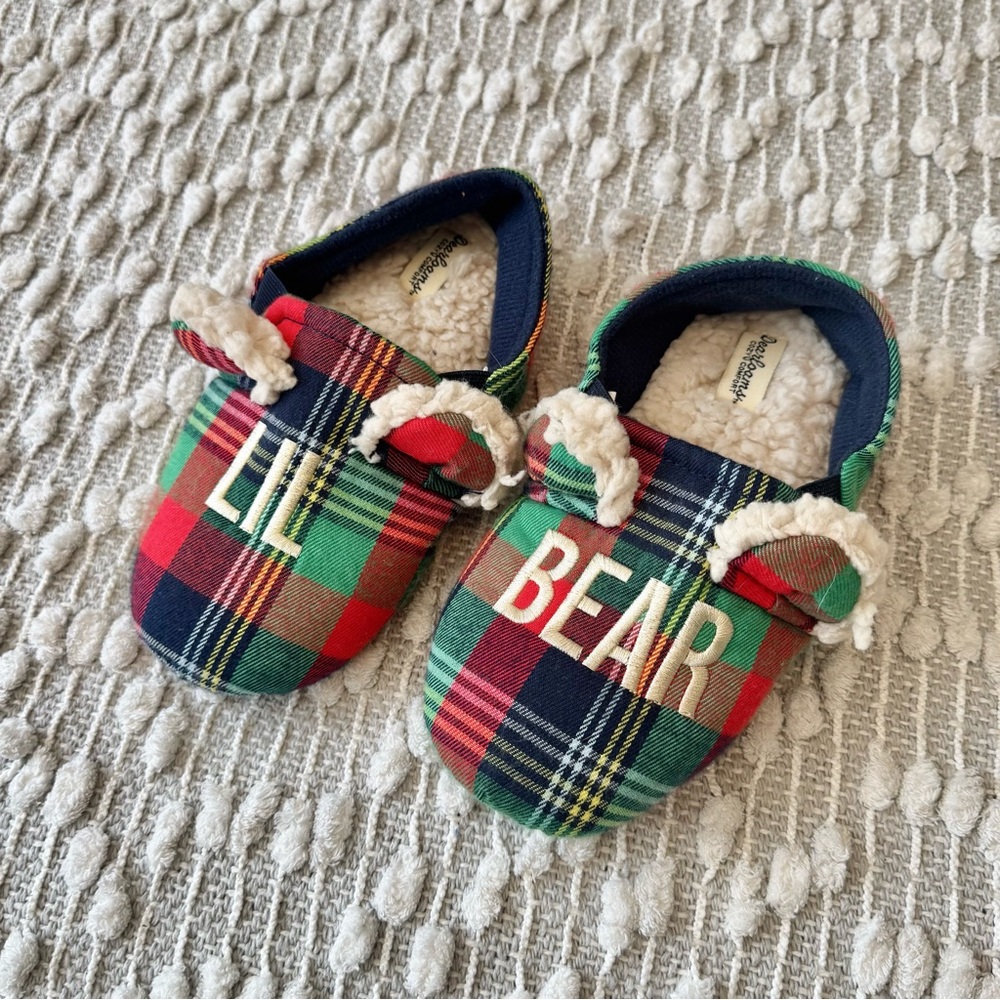 Plaid kids Lil Bear Slippers